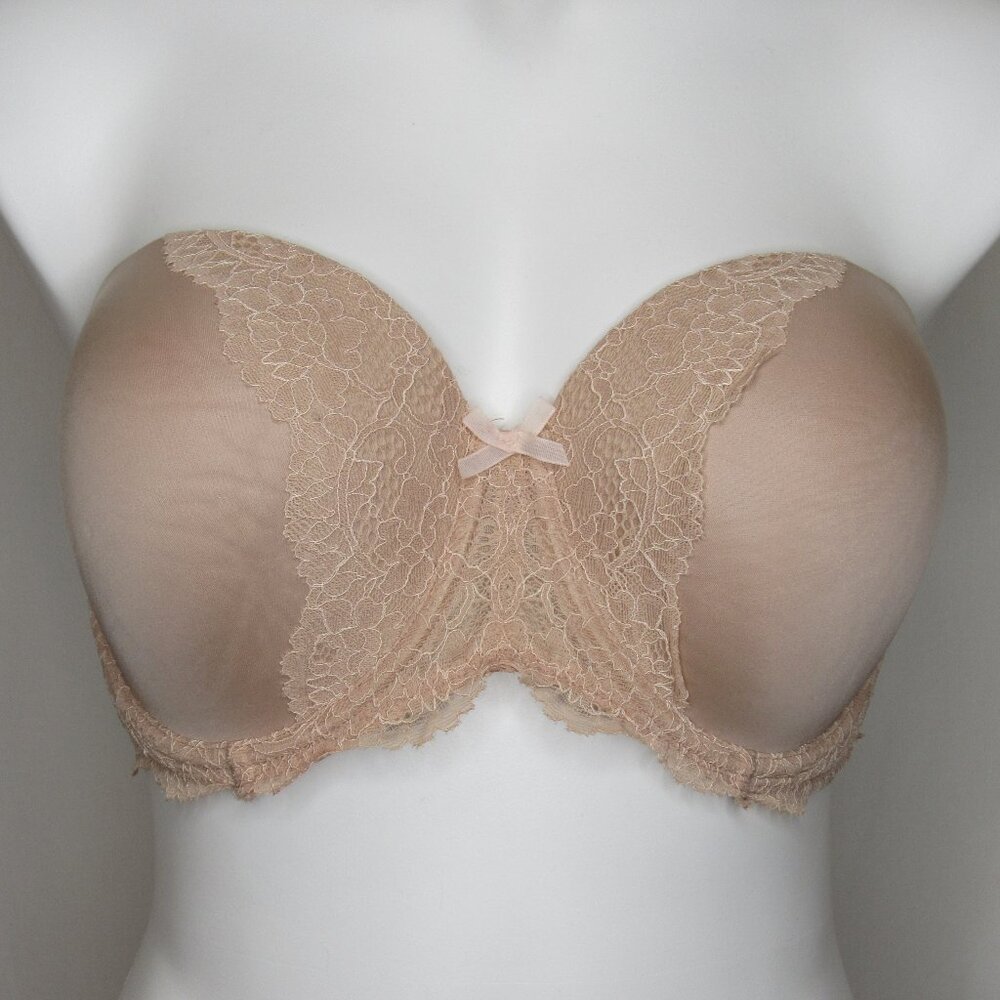 Victoria's Secret Beige Dream Angels Multi Way Strapless Bra Lace Trim 36DD